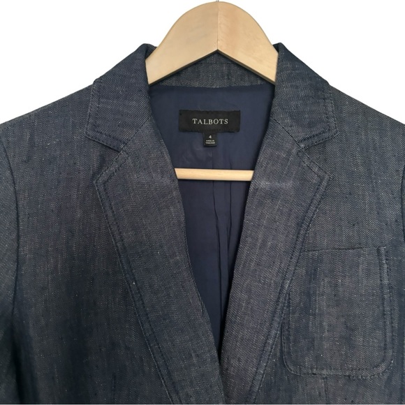 TALBOTS LINEN ONE BUTTON JACKET 4 - Picture 2 of 8